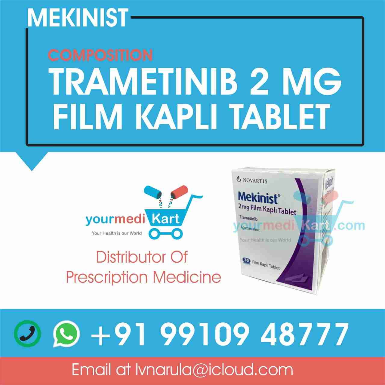 Mekinist trametinib 2 mg Manufactured by Novartis | Used For the treatment of treat a type of skin cancer | Mekinist 2 mg price/cost in india 