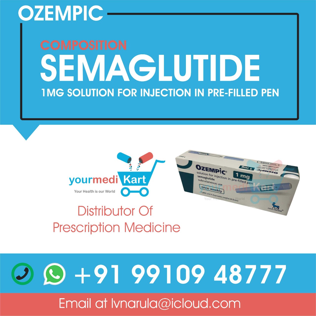 Ozempic® Semaglutide Prefilled Injection Pen 2mg, 1 Pen Non-Returnable -  Merit Pharmaceutical